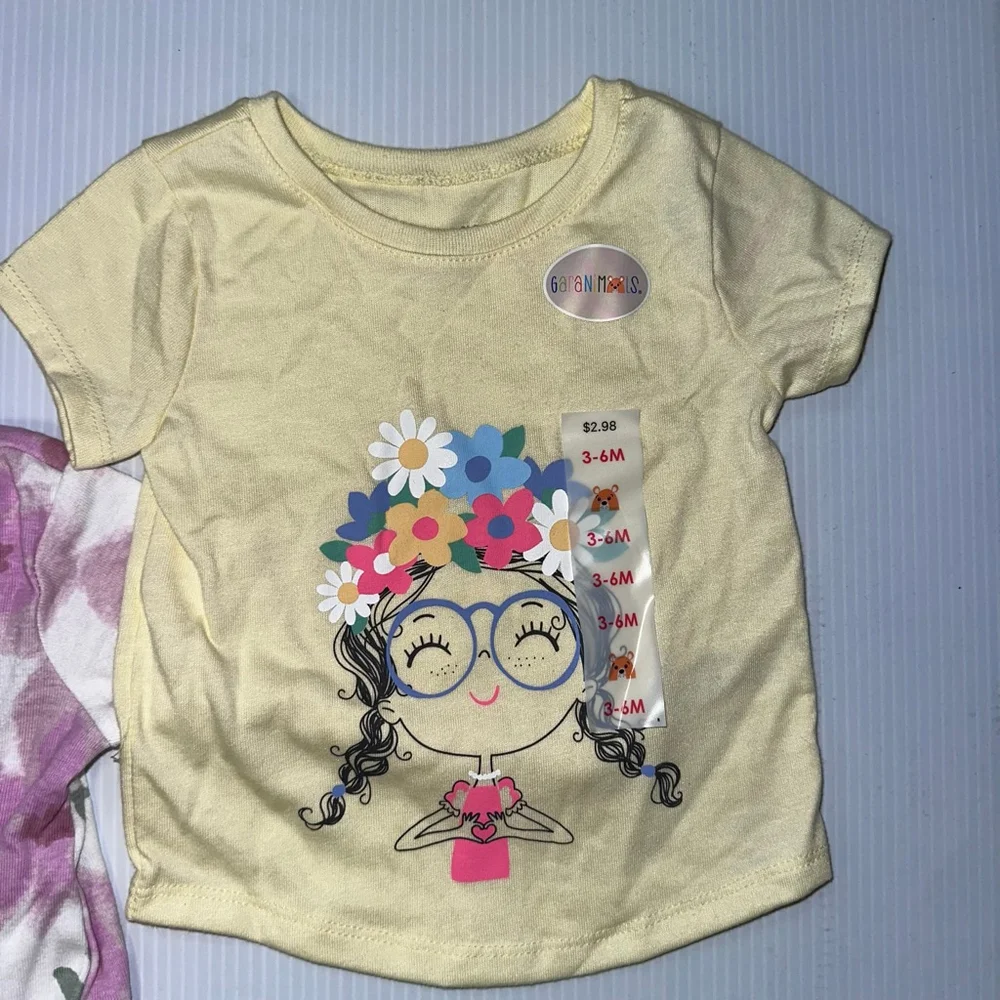 Lot of 3 Baby Girl Garanimals Carter's Set 3-6 Months Yellow Pink Green Bundle